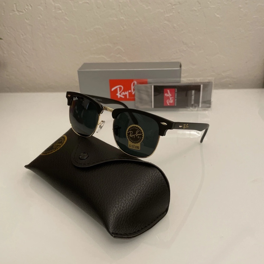 *BRAND NEW* Clubmaster Sunglasses (Black and Gold) G-15 Lense - 51-21mm